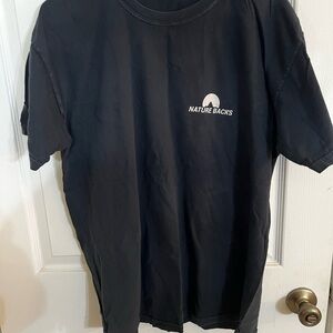 Nature Backs Black Graphic Outdoor Adventure Tee | Size Large